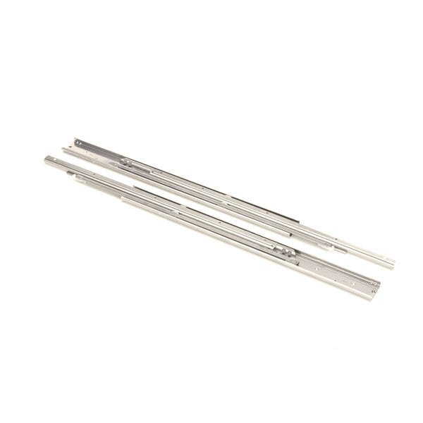 A pair of stainless steel metal rods.