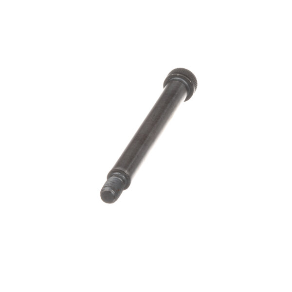 A black metal cylinder with a knob on top and a screw on the end.