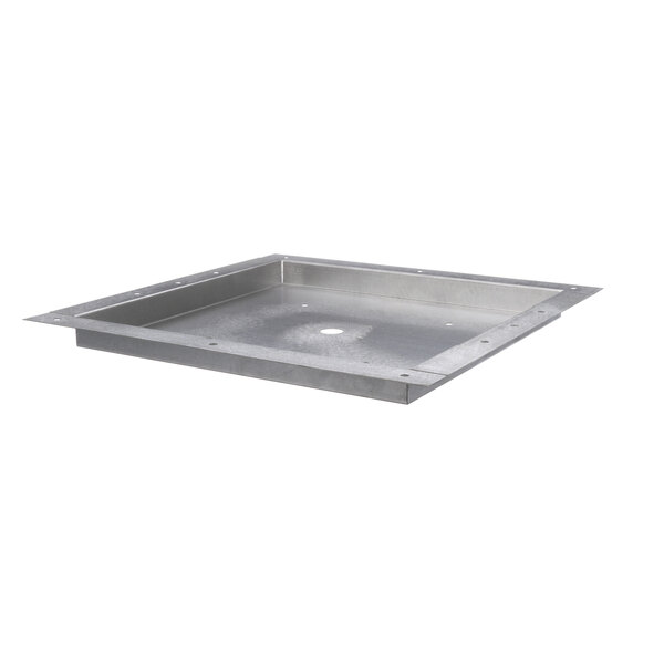 A metal tray with a hole in the middle.