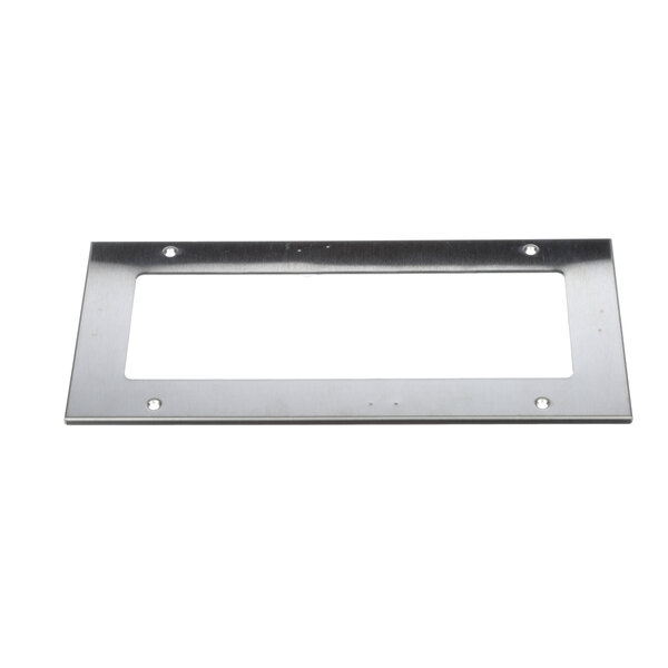 A rectangular metal frame with two holes.