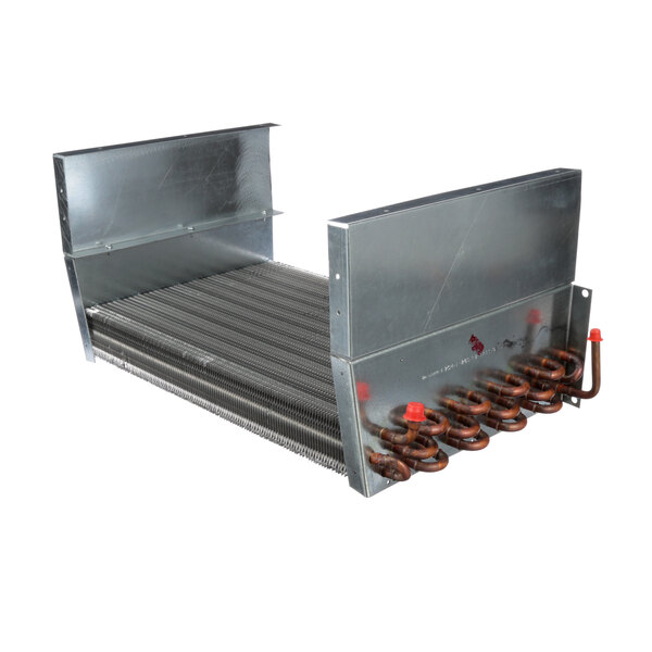 A Kelvinator condenser coil, a metal heat exchanger with copper pipes.