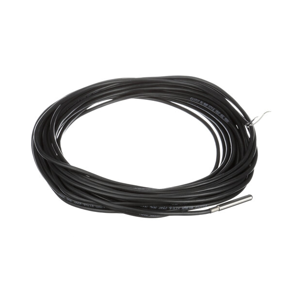 A black cable with a white wire.