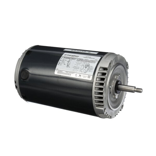 A black and silver electric motor.