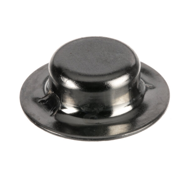 A close-up of a black metal Hobart push nut.