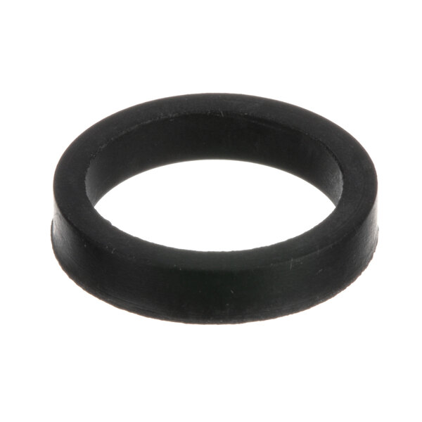 A black rubber ring with a round shape on a white background.