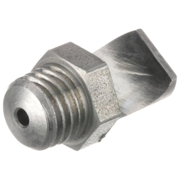 A stainless steel threaded nut with the Hobart Nozzle Rinse.