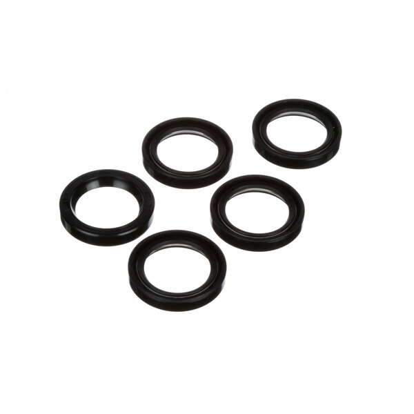 A group of four black rubber O-rings.