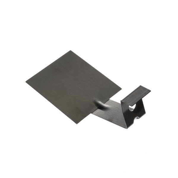 A black metal square-shaped metal piece with a bracket.