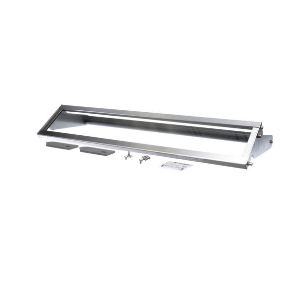 A stainless steel Lincoln conveyor oven window access compartment door with a handle.