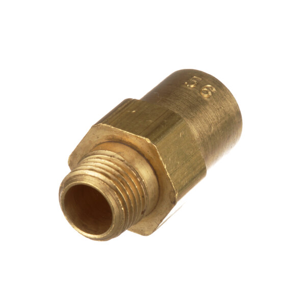 A close-up of a Southbend brass orifice fitting with a threaded male connector.