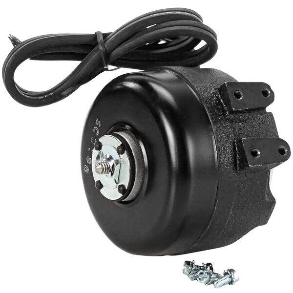 An APW Wyott black electric motor with a black cord.