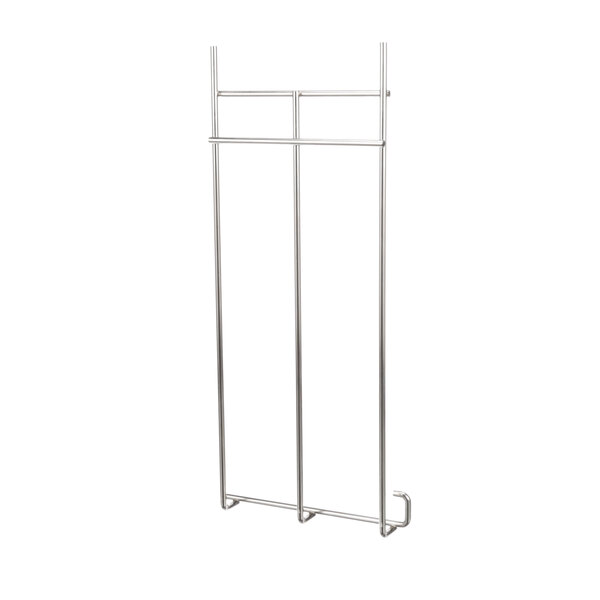 A metal rack with two poles and two hooks.