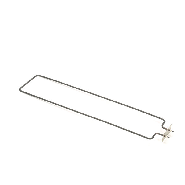 A wire frame with a metal bar and a piece of metal on it.