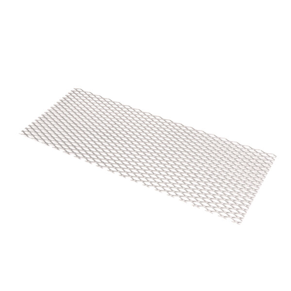 A metal mesh grate with holes on it.
