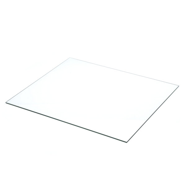 A clear glass plate with a white square border.
