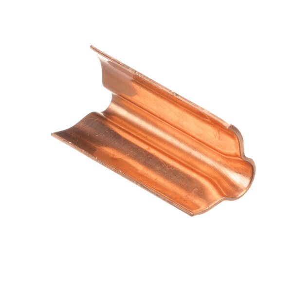 A copper piece of metal with white ends.