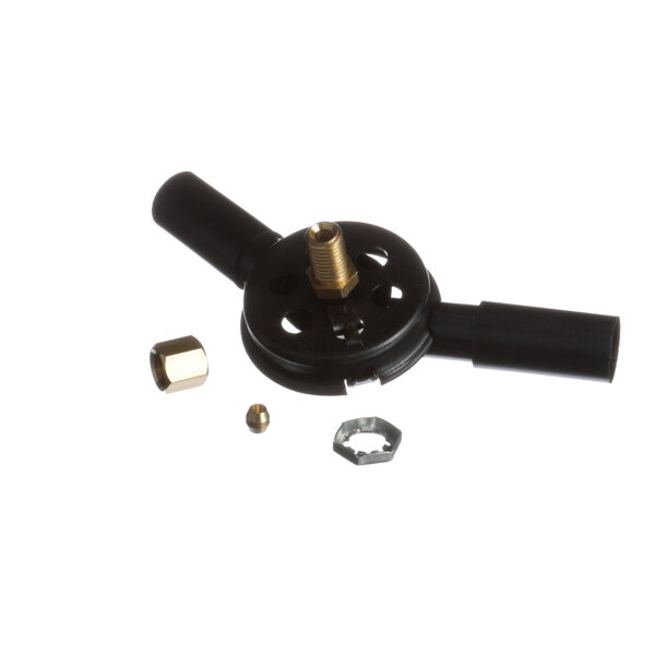 A black metal US Range open top lighter assembly with gold nuts.