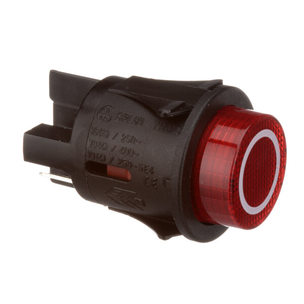 A Doyon Baking Equipment red round push button switch.