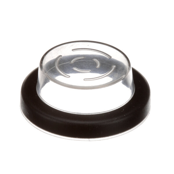 A clear and black silicone cover with a black circle.