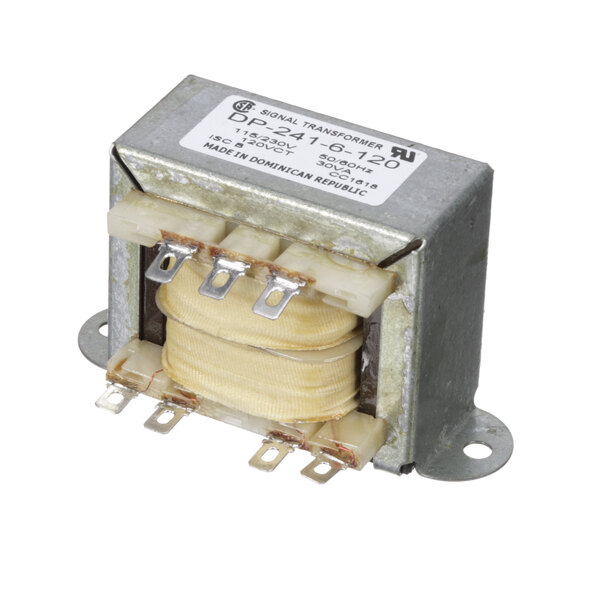 A Marshall Air transformer with two wires in a small metal box with a white label.