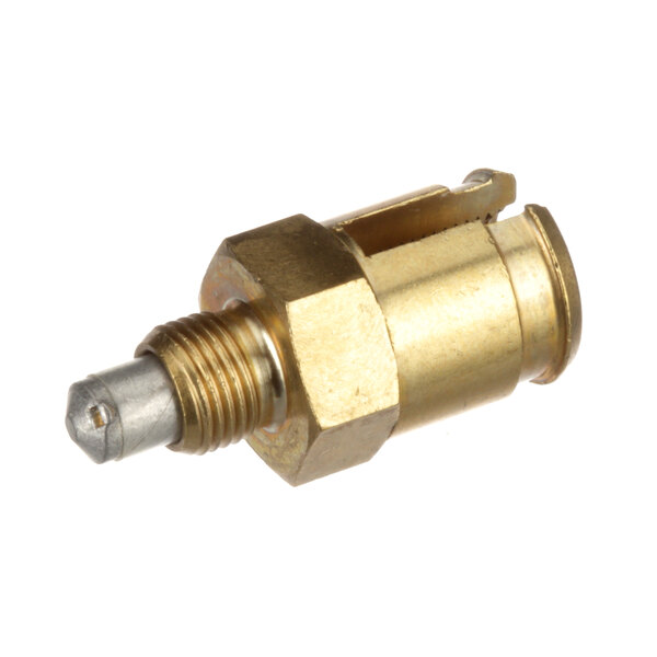 A Grindmaster-Cecilware brass thermocouple adapter with a nut on a metal bolt.