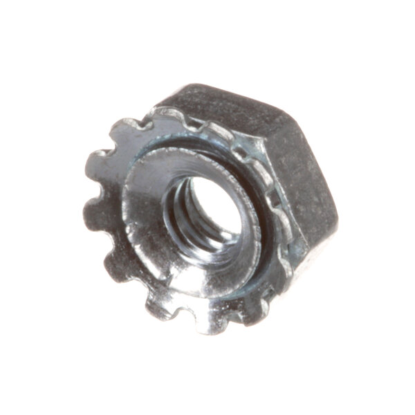 A close-up of a Henny Penny nut with a metal washer.
