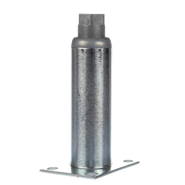A metal cylinder with a metal cap on top, with a hexagon head.