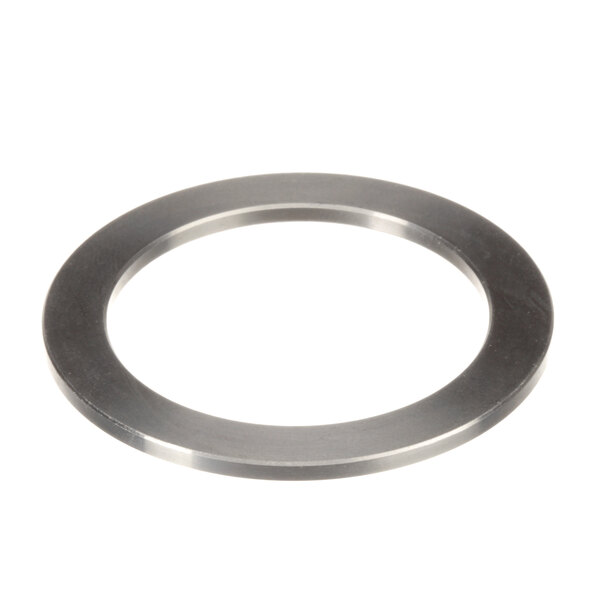 A close-up of a stainless steel circular metal ring.