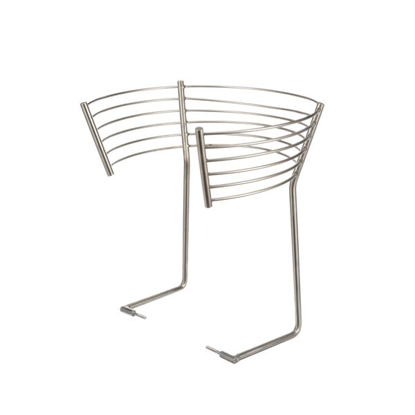 A metal guard with curved metal rods on a stand.