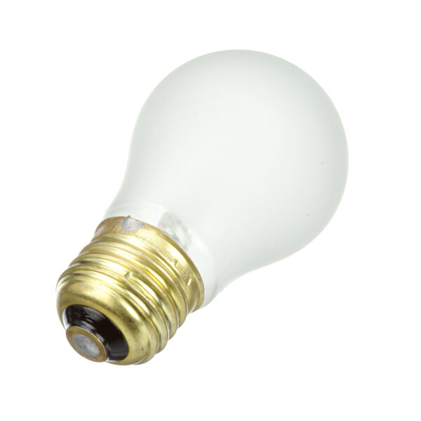 A close-up of a Randell light bulb with a gold cap