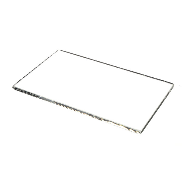 A clear rectangular glass plate with a white background.