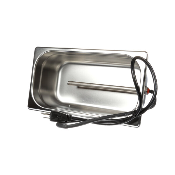 A stainless steel Master-Bilt condensate pan vaporizor on a metal tray with a cord.
