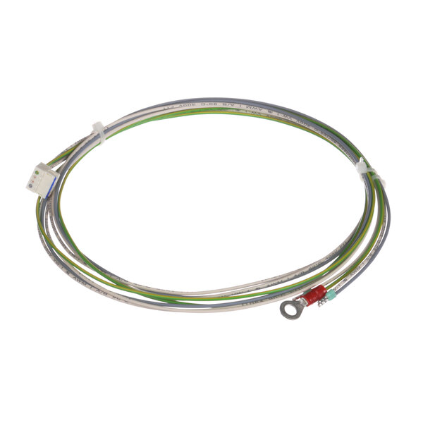 A green and white wire with a red wire connected to a Rational cable.