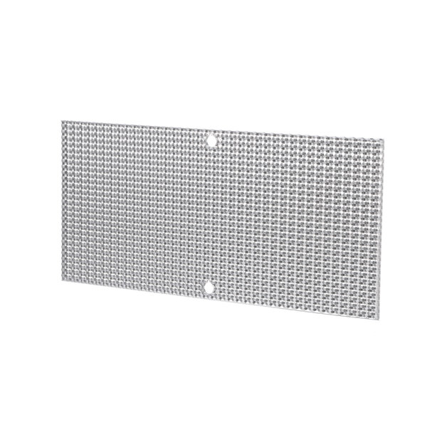 A white metal grid with holes.