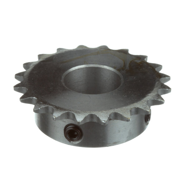A black Middleby Marshall sprocket with holes on it.