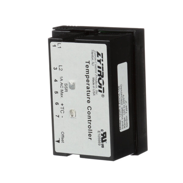 An Accutemp AT0E-2559-2 black and white electronic temperature controller.