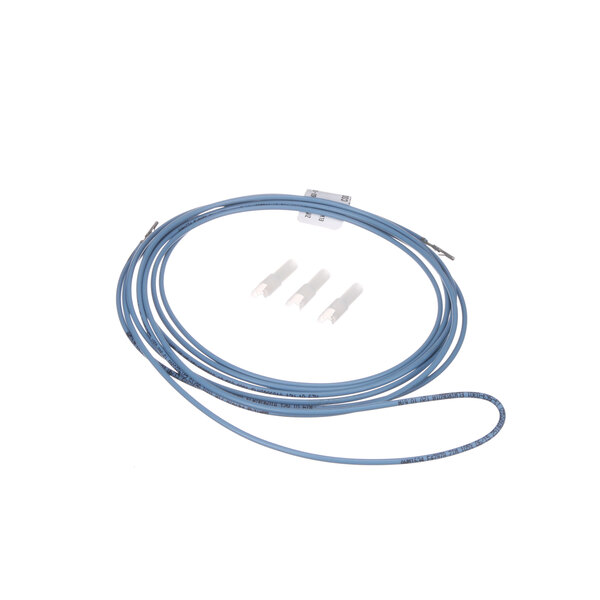 A blue cable with white connectors.