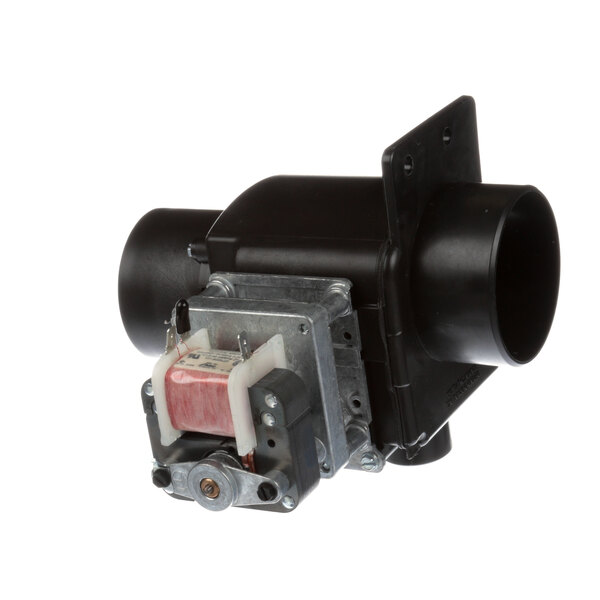 A black Unimac drain valve with a small motor.