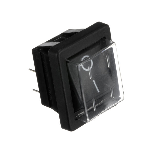 A black square Henny Penny switch with a clear cover.