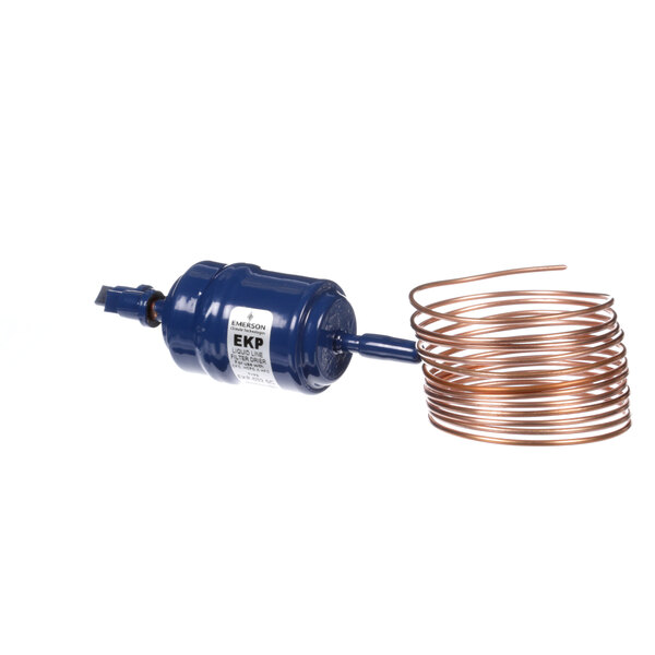 A blue Randell cap tube with a copper coil.