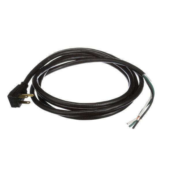 A black True Refrigeration power cord with a plug and white wires.