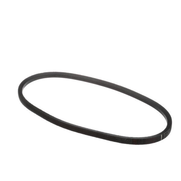 A black rubber V-belt on a white background.
