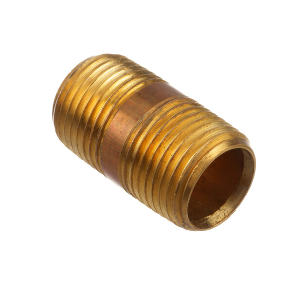 A close-up of a Cleveland brass threaded pipe fitting.