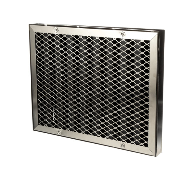 A Flame Gard metal baffle filter with mesh on it.