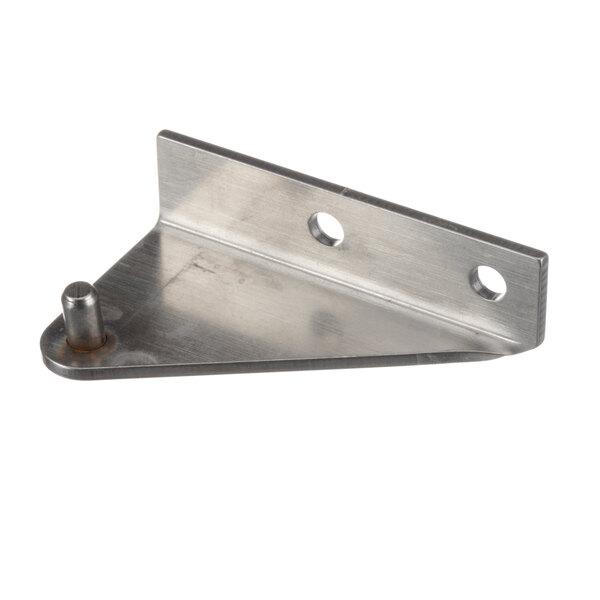 A stainless steel HK Dallas hinge bracket with holes.