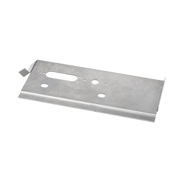 A metal plate with holes and brackets.