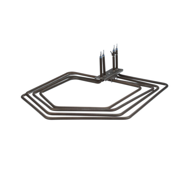 A Moffat heating element metal plate with two holes.