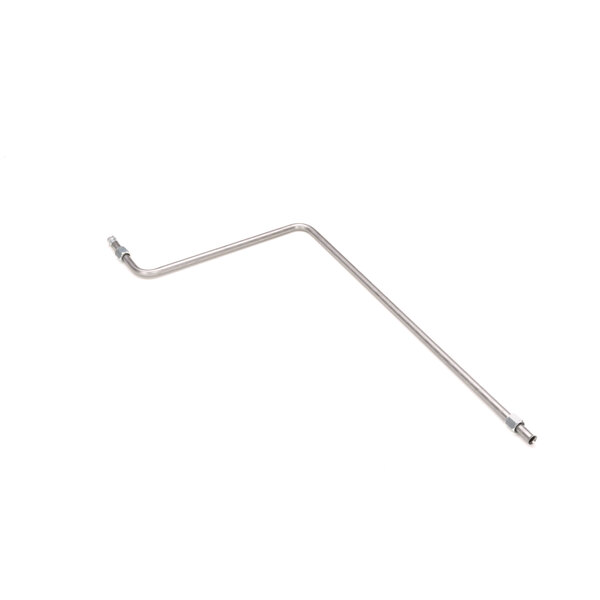 A bent metal pipe with a handle on a white background.