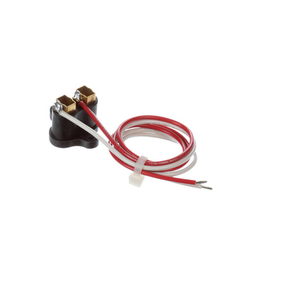 A Gold Medal bulb holder with a white and red wire and black plug connector.