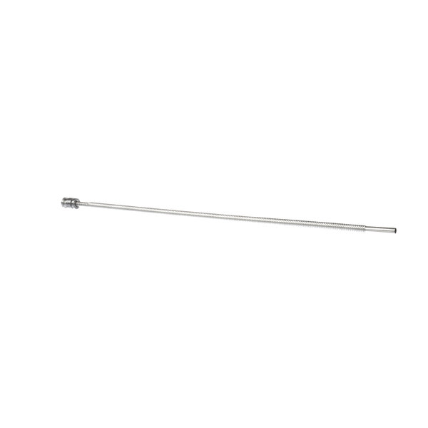 A long metal rod with a white tip and black handle.